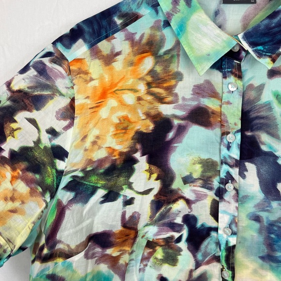 Eterna Watercolour Cotton Button Down Shirt Sz 42 - Picture 4 of 11